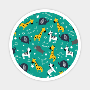 Sweet dreams little one zoo animals cute pattern sea green Magnet